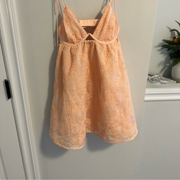 NWT For Love & Lemons Peach Pink Floral Bustier Mini Dress XS - Picture 14 of 14